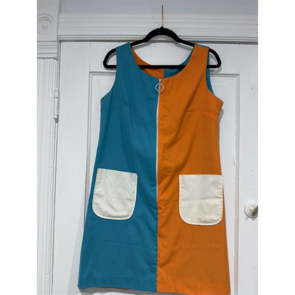 Country Miss Vintage Color Block Dress Size 16 Knee Length Sleeveless
